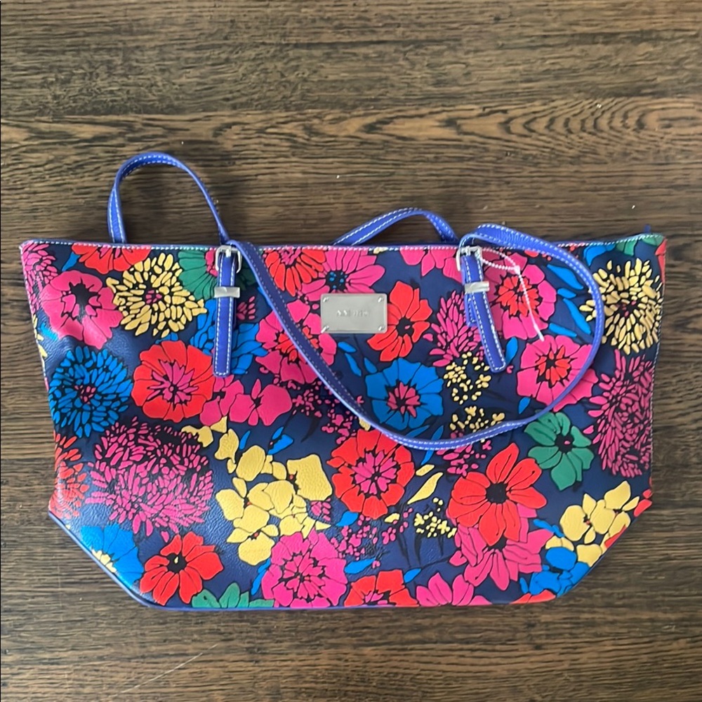 Nine West Blue and Pink Floral Tote Bag